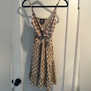 Angie White Mini Dress with Yellow and Purple Floral Print